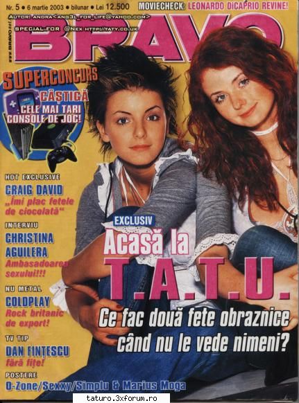 Biografie t.A.T.u. - t.A.T.u. cover Bravo revista din Romania 2003 ce - Biografie t.A.T.u.